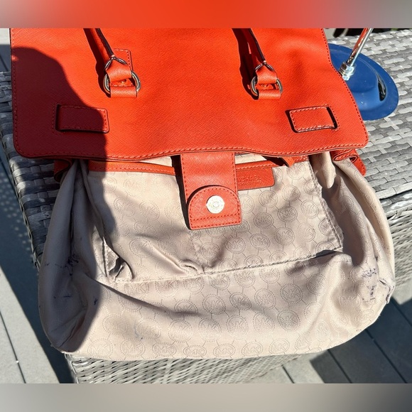 Michael Kors Large Orange Hamilton Saffiano Leather Tote Bag​ - Picture 12 of 16